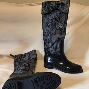 Valentino rubber knee high lace rainboots